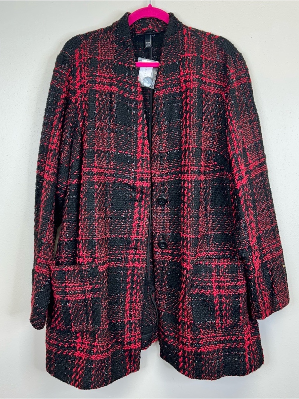 Lane Bryant NWT Womens 3X Black Plaid Bouclé Jacket Metallic Plus Size Holiday